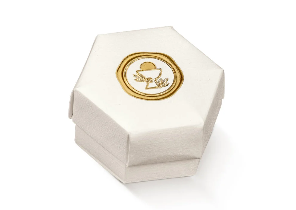 Scotton Scatola Esagono Comunione 60 x 40 Mm Fibra Bianco 10 Pz