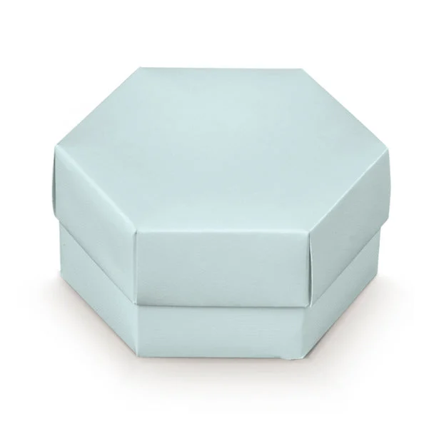 Scotton Scatola Esagono con Divisorio 110 x 60 Mm Lino Azzurro 10 Pz