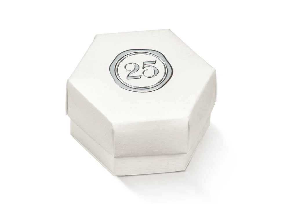Scotton Scatola Esagono Fibra 25 ° Anniversario 60 x 40 Mm Bianco 10 Pz