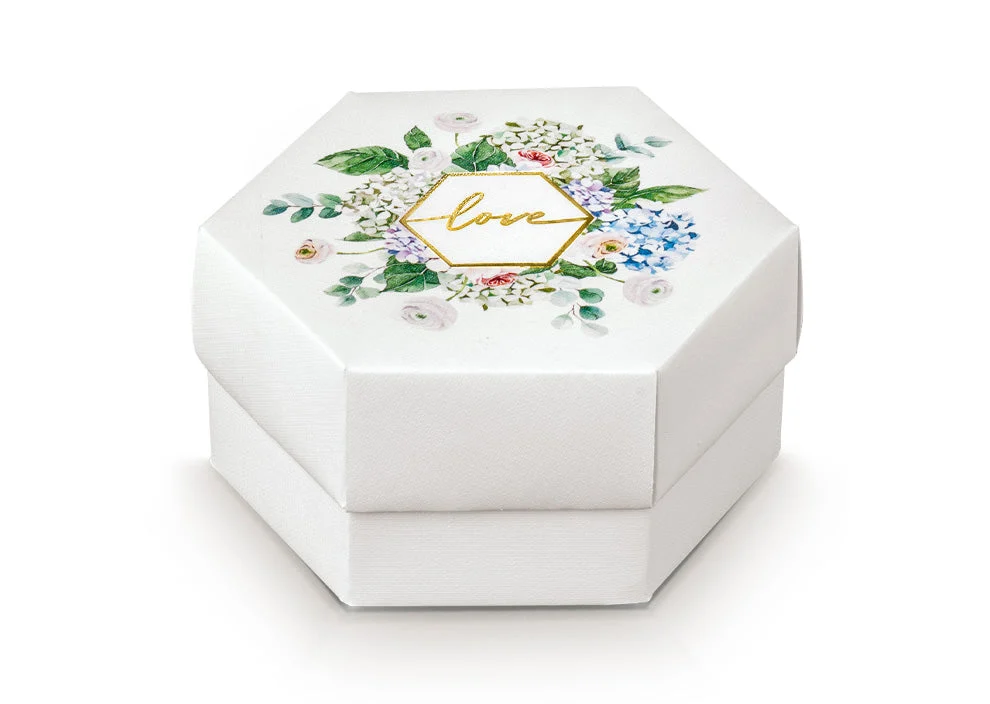 Scotton Scatola Esagono Green Love 110 x 60 Mm Bianco 10 Pz