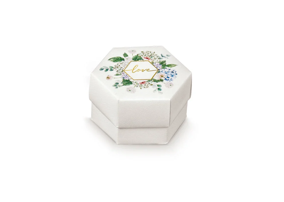 Scotton Scatola Esagono Green Love 60 X 40 Mm Bianco 10 Pz