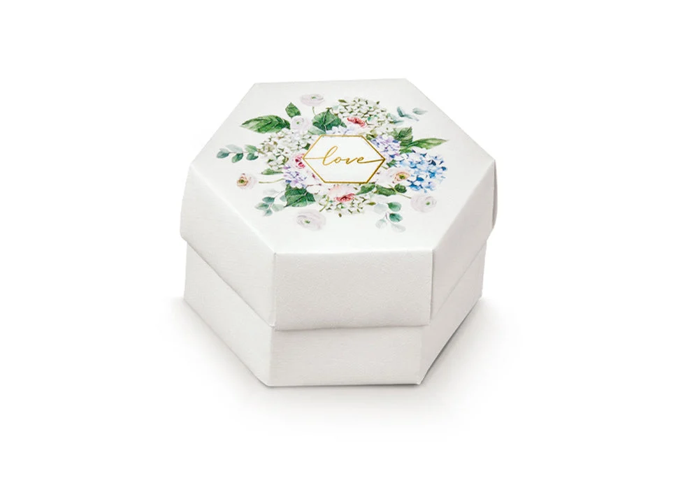 Scotton Scatola Esagono Green Love 80 x 55 Mm Bianco 10 Pz