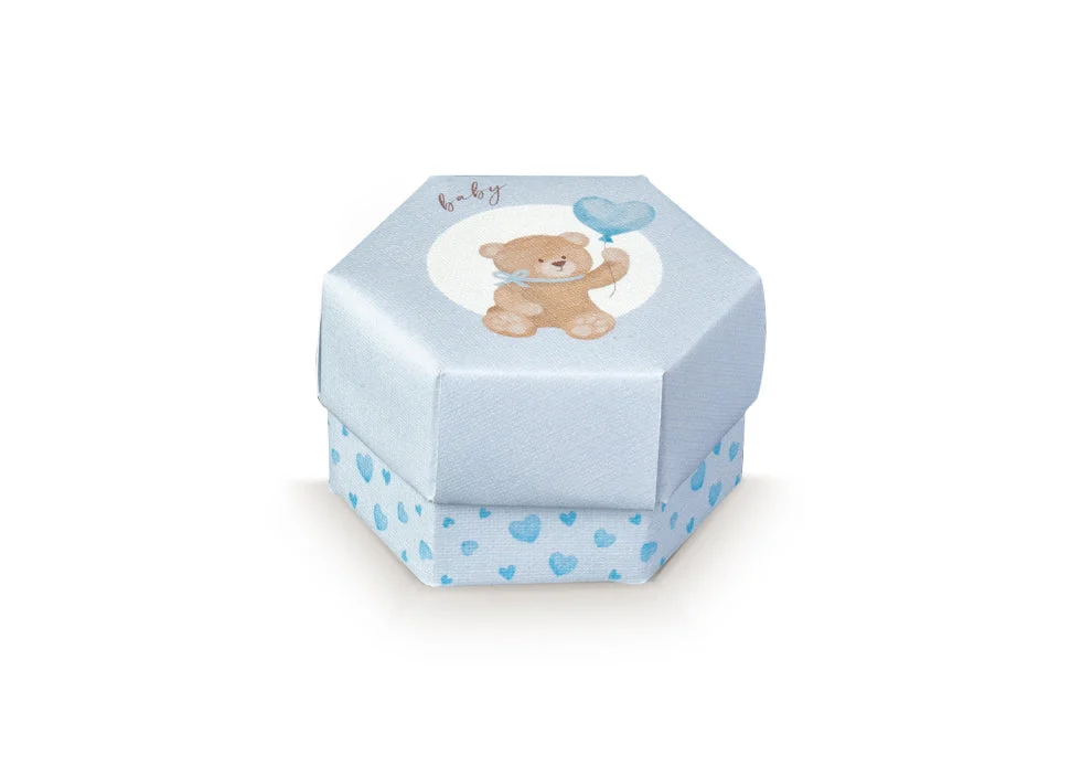 Scotton Scatola Esagono Little Bear 60 X 40 Mm Azzurro 10 Pz
