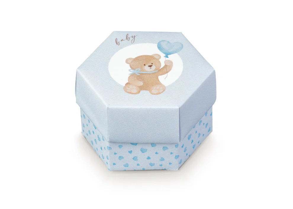 Scotton Scatola Esagono Little Bear 80 x 55 Mm Azzurro 10 Pz
