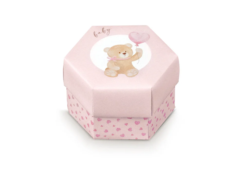 Scotton Scatola Esagono Little Bear 80 x 55 Mm Rosa 10 Pz