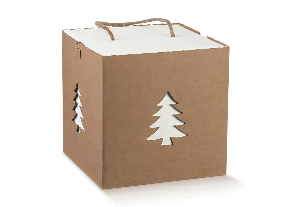Scotton Scatola Natale In con Cordino 210 x 210 x 210 Mm Avana Albero