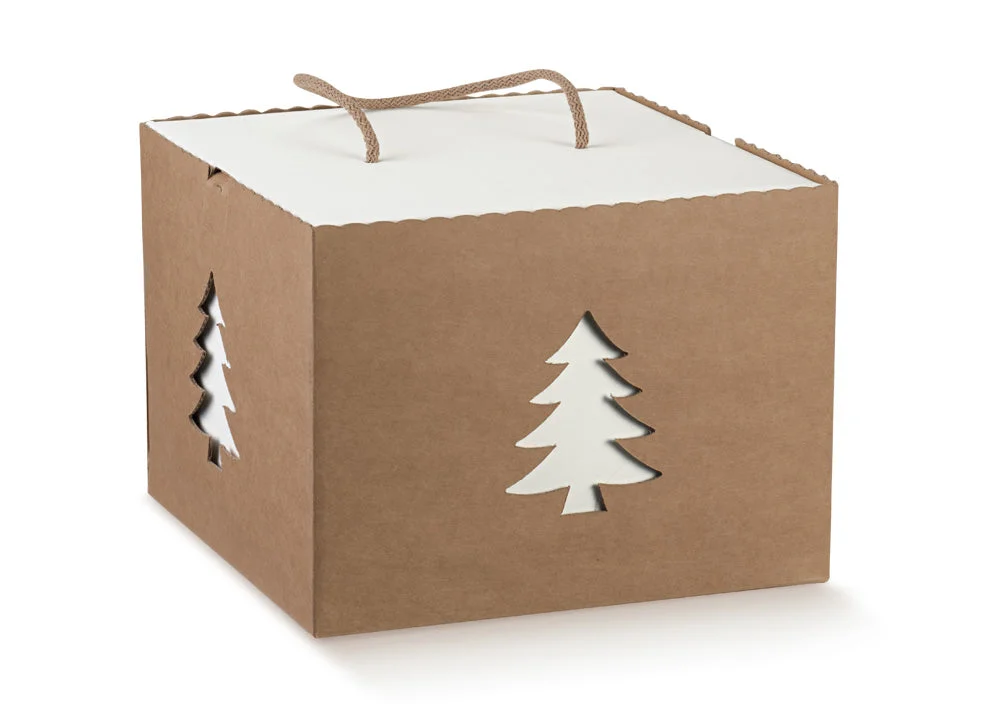 Scotton Scatola Natale In con Cordino 245 x 245 x 180 Mm Avana Albero