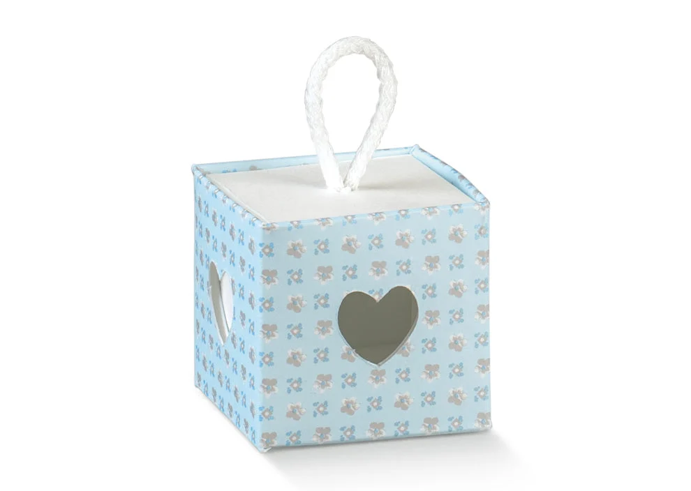 Scotton Scatola In Cuore con Cordino 50 x 50 x 50 Mm Bloom Azzurro 10 Pz