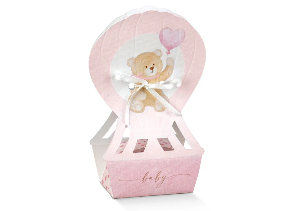 Scotton Scatola Mongolfiera 60 x 40 x 145 Mm Little Bear Rosa 10 Pz