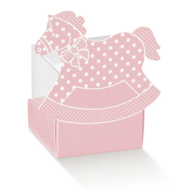Scotton Scatola Portaconfetti 45 x 45 x 45 Mm Rosa con Cavallino 10 Pz