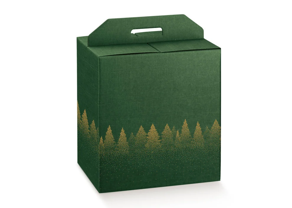 Scotton Scatola Natale Portapanettone e Bottiglia 330 x 250 x 350 Mm Green Forest 1 Pz