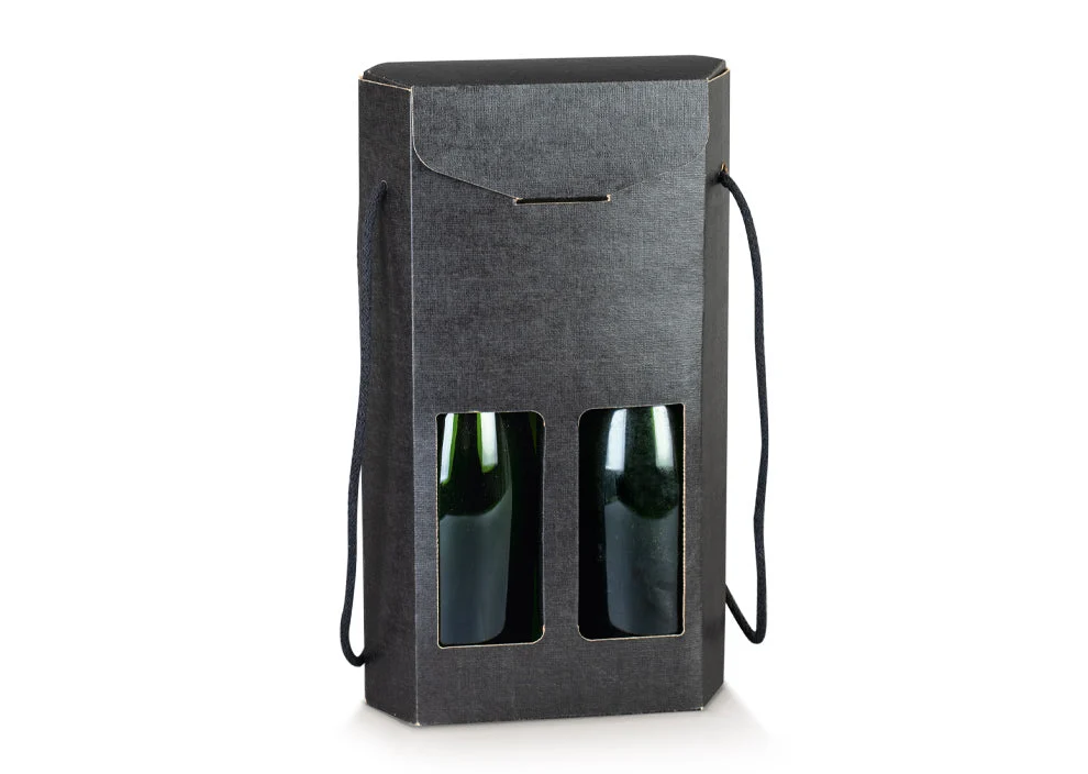 Scotton Scatola Segreto Esagono 2 Bottiglia 205 x 95 x 355 Mm  Nero 5 Pz