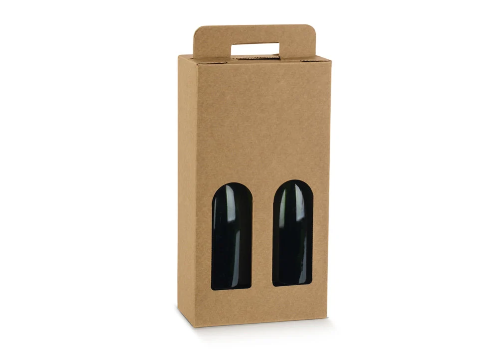 Scotton Scatola Valigia 2 Bottiglie con Finestra 180 x 90 x 340 Mm Avana 10 Pz