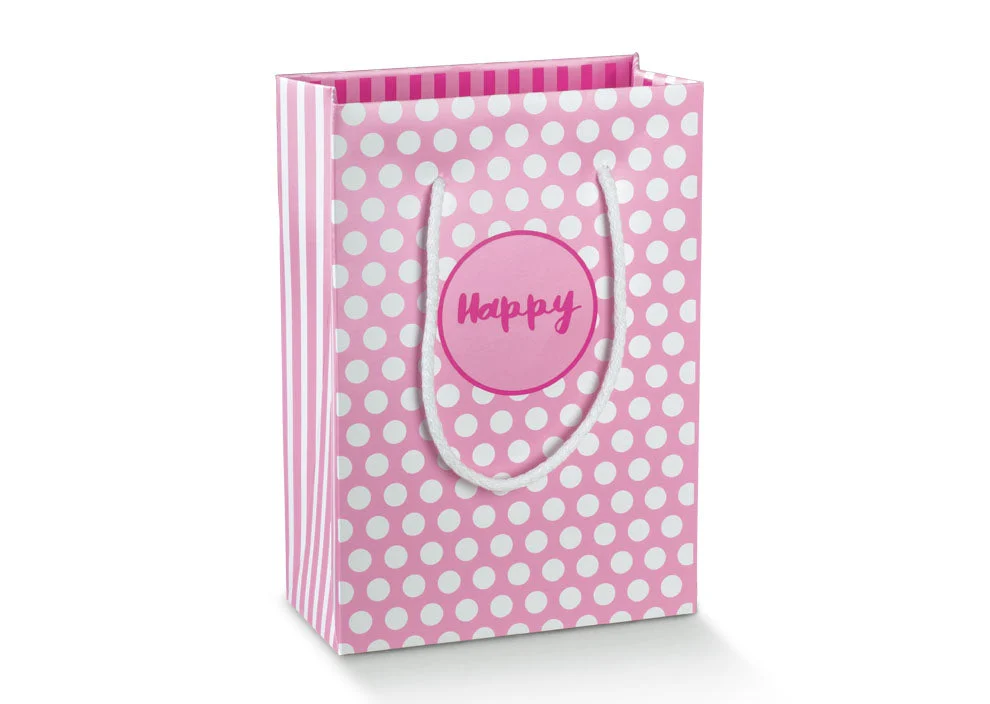 Scotton ShopperBox con Cordino 130 x 70 x 180 Mm Happy Rosa Fuxia 10 Pz