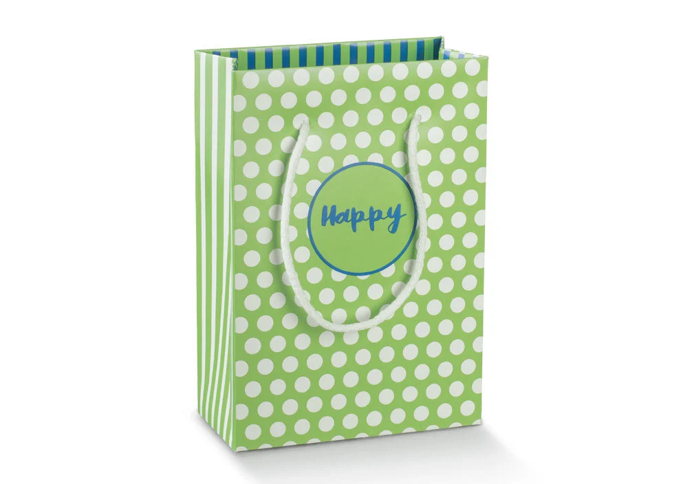 Scotton ShopperBox con Cordino 160 x 75 x 230 Mm Happy Verde Blu 10 Pz