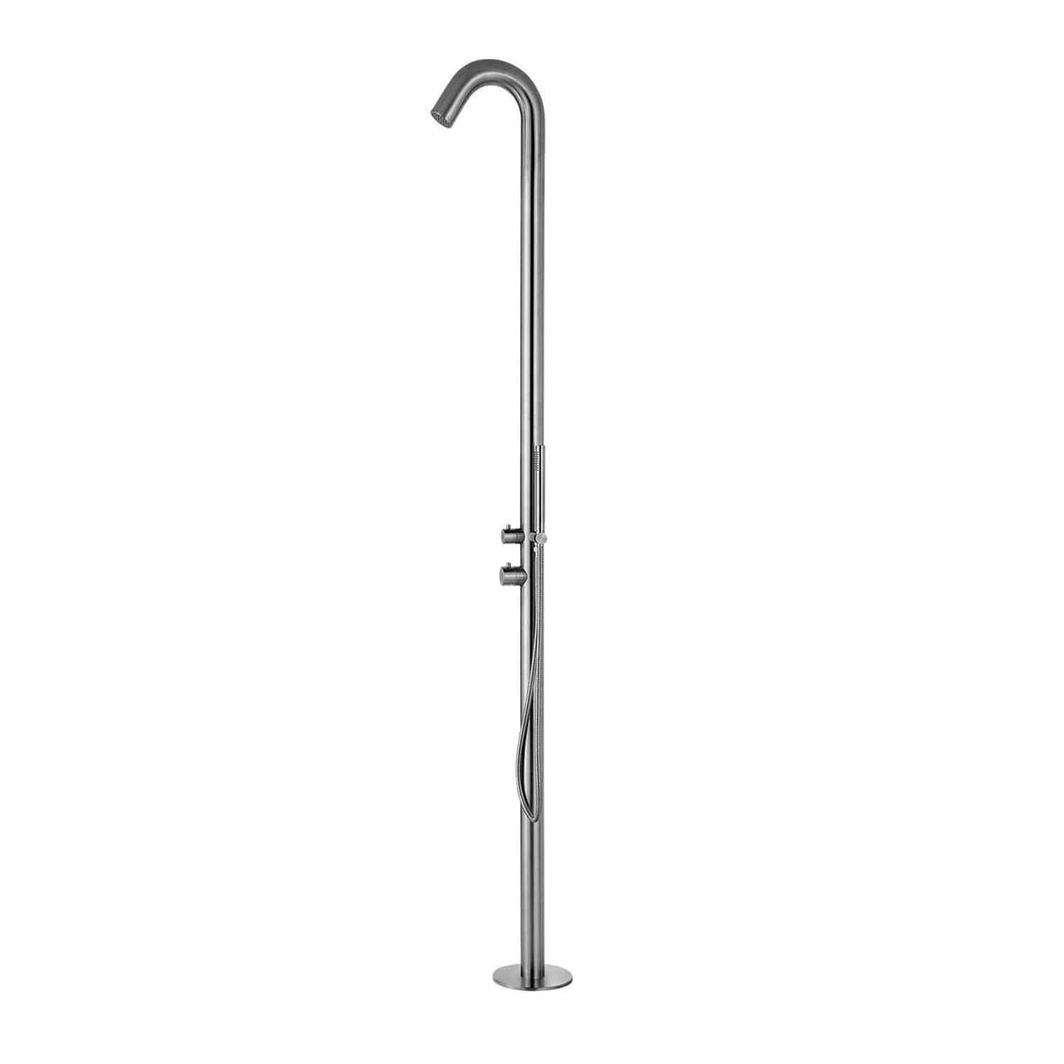 SINED Alghero Doccia Curva Da Esterno In Acciaio Inox 316l Con Doccino Inox Satinato