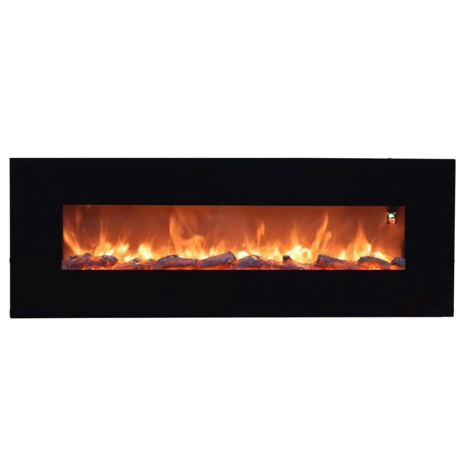 SINED Aprica Caminetto Elettrico Da Parete In Acciaio e Vetro Da 1500w Effetto Fiamma Led Nero