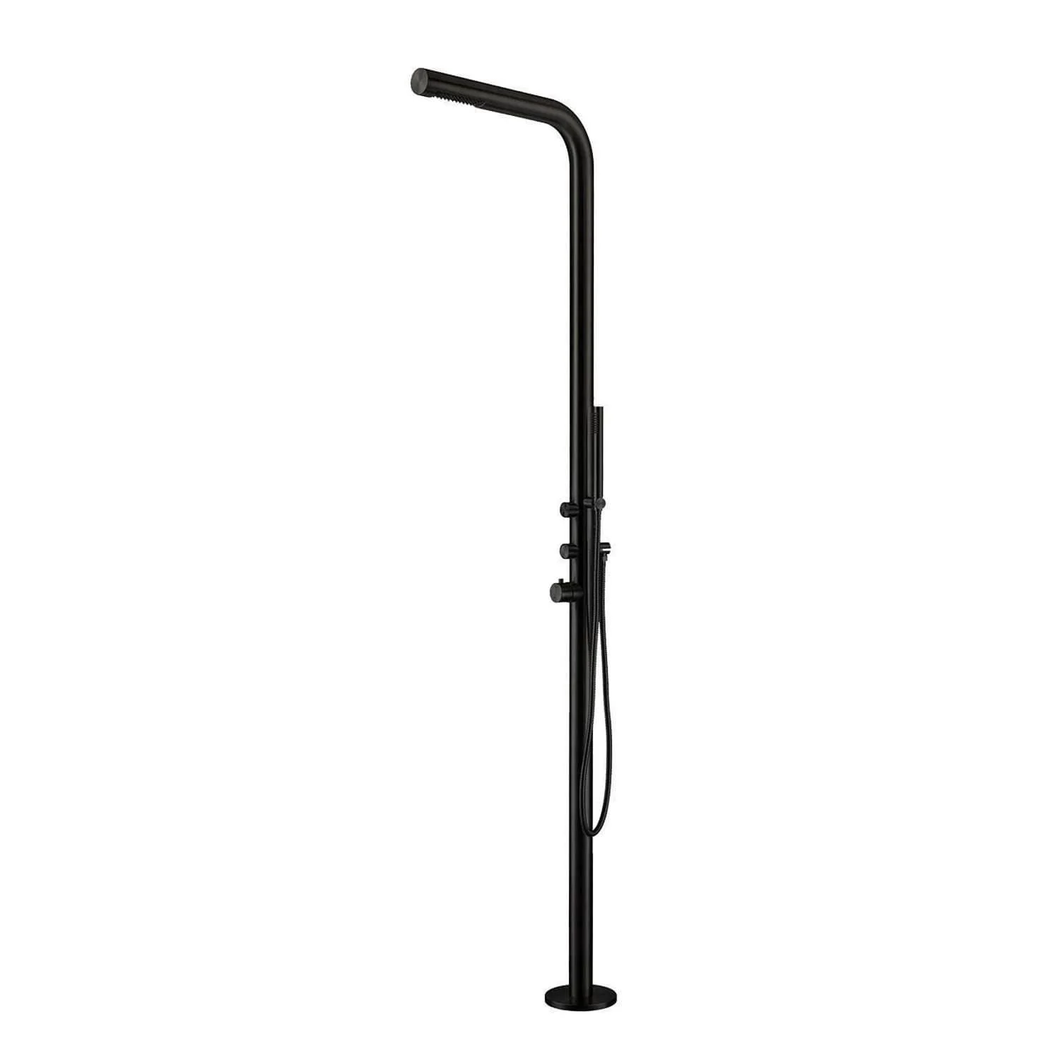 SINED Budoni Doccia Da Giardino In Acciaio Inox 316l Con Doccetta Altezza 221 Cm Nero Satinato