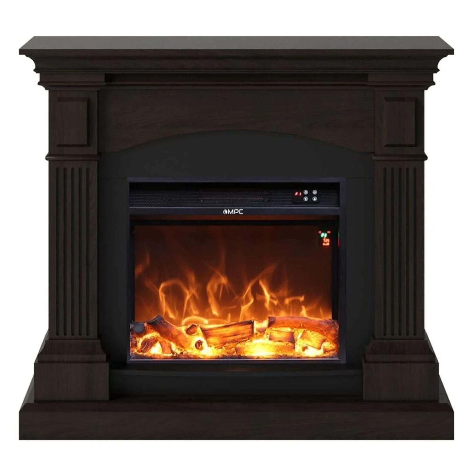 SINED Camino Cetona Camino Da Terra Con Cornice e Bruciatore Da 1500w Effetto Fiamma Led Wenge