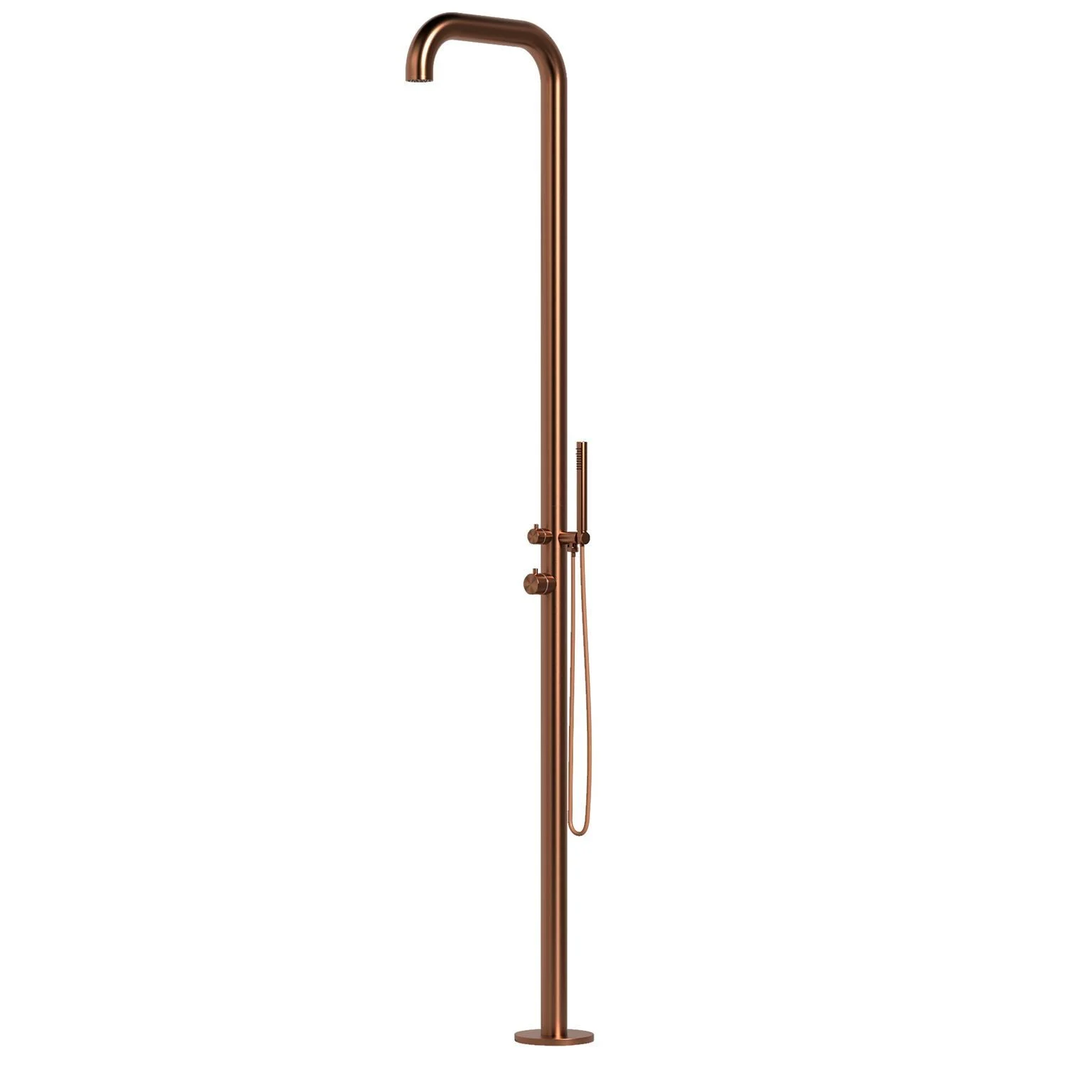 SINED Chia Doccia Per Esterni In Acciaio 316l Soffione e Doccino Mobile h 230 Cm Inox Oro Rosa