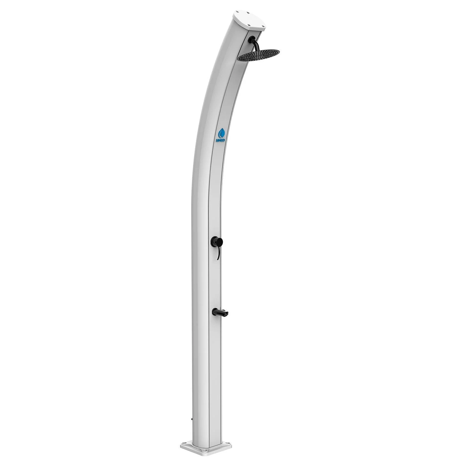 SINED Dafne Doccia Solare Curva In Alluminio Con Lavapiedi Da 35 Litri Bianco