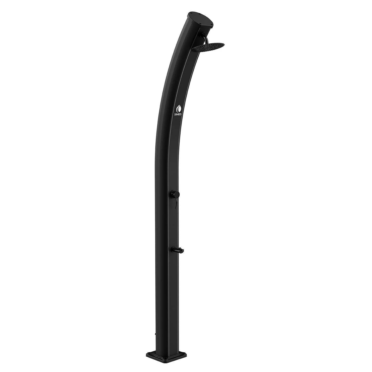 SINED Dafne Doccia Solare Curva Realizzata In Alluminio Con Lavapiedi Da 35 Litri Nero