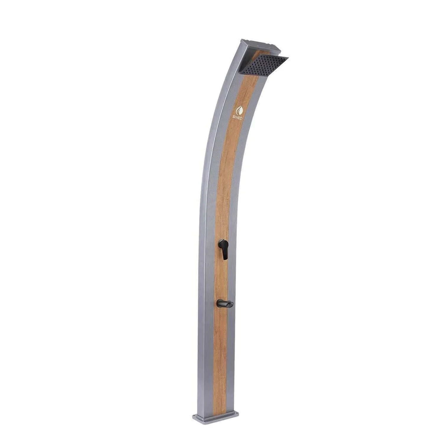 SINED Ella Grigia Wood Doccia Solare In Alluminio Con Lavapiedi Da 40 Litri Grigio Fascia Legno