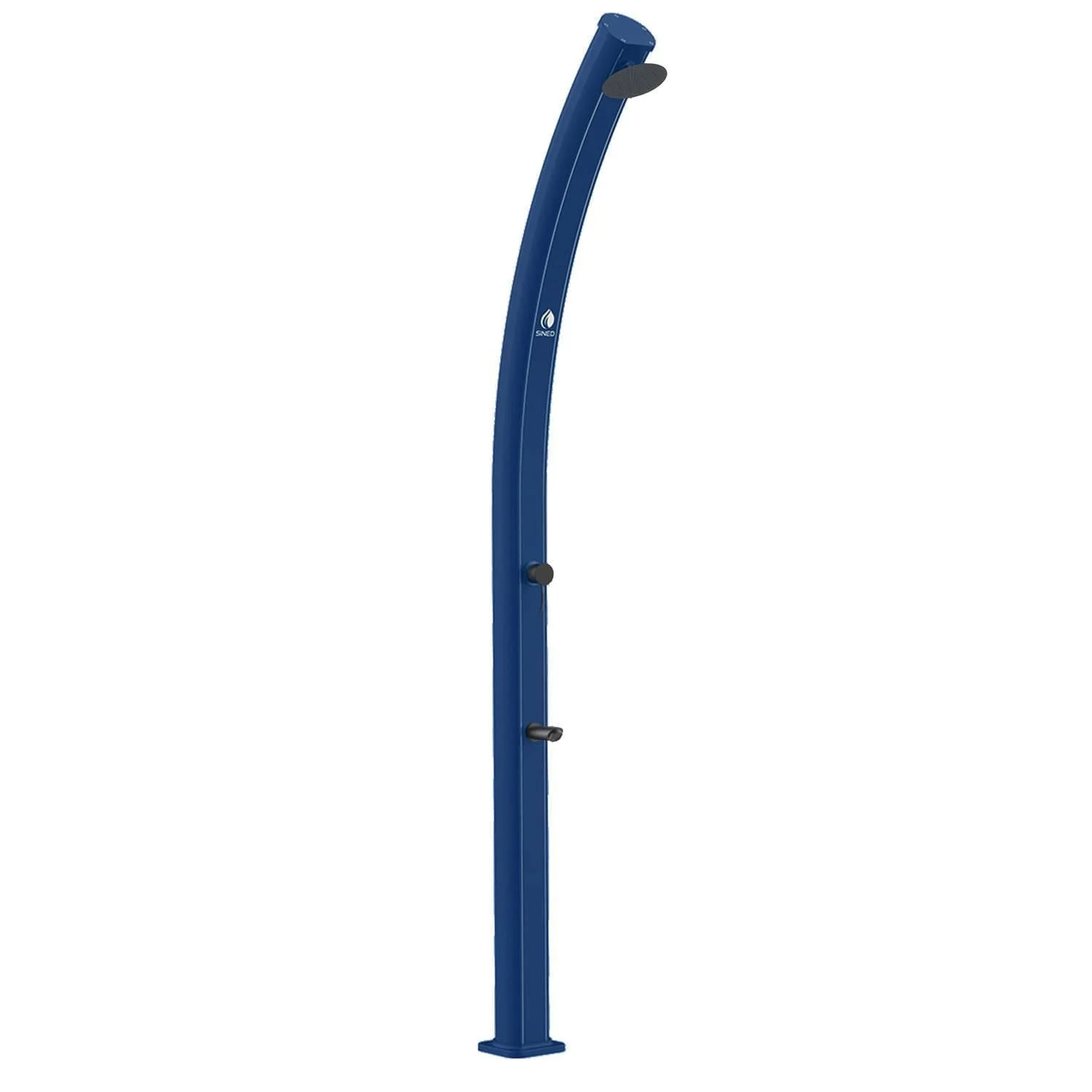 SINED Emi Blu Doccia Solare Curva In Alluminio Con Soffione e Lavapiedi Blu