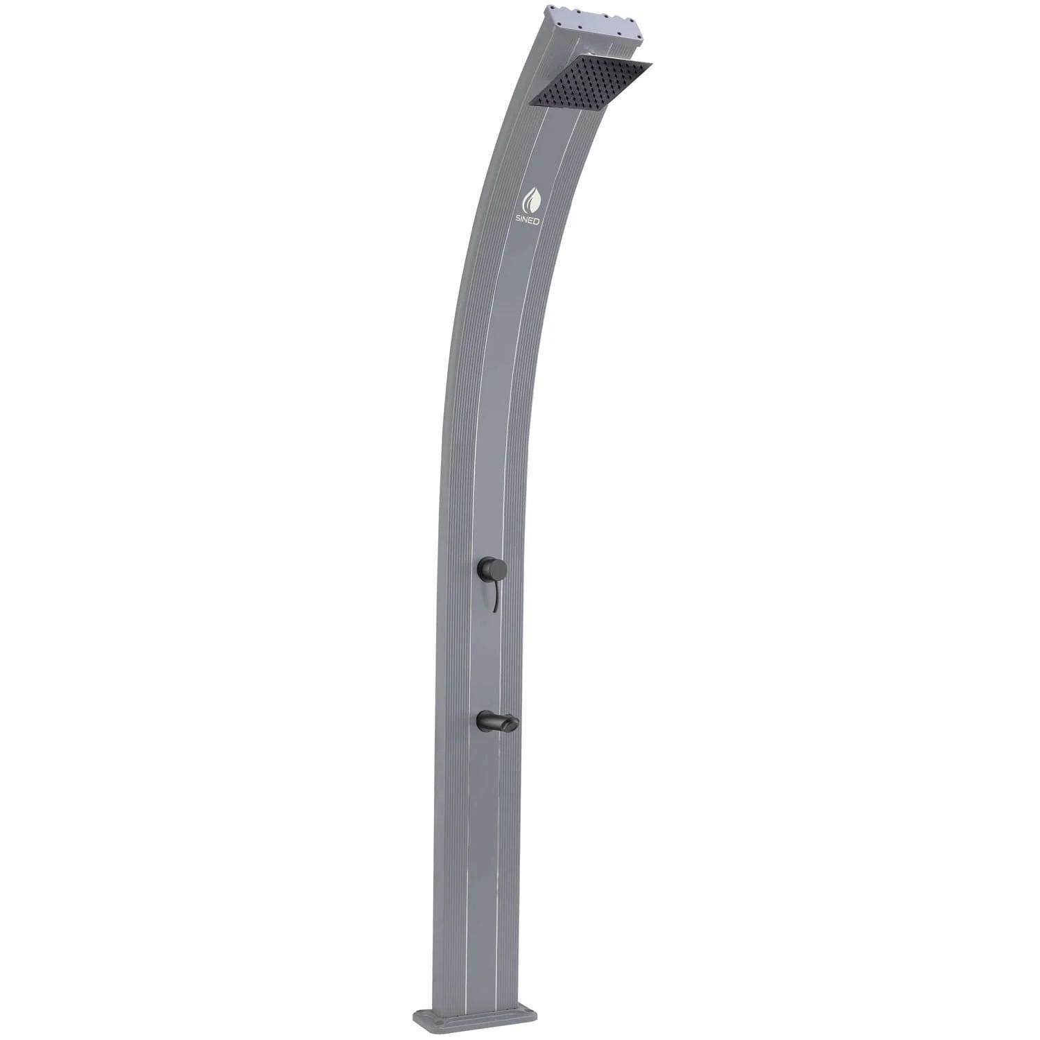 SINED Lea Alluminio Doccia a Riscaldamento Solare Curva In Alluminio Con Lavapiedi Grigia