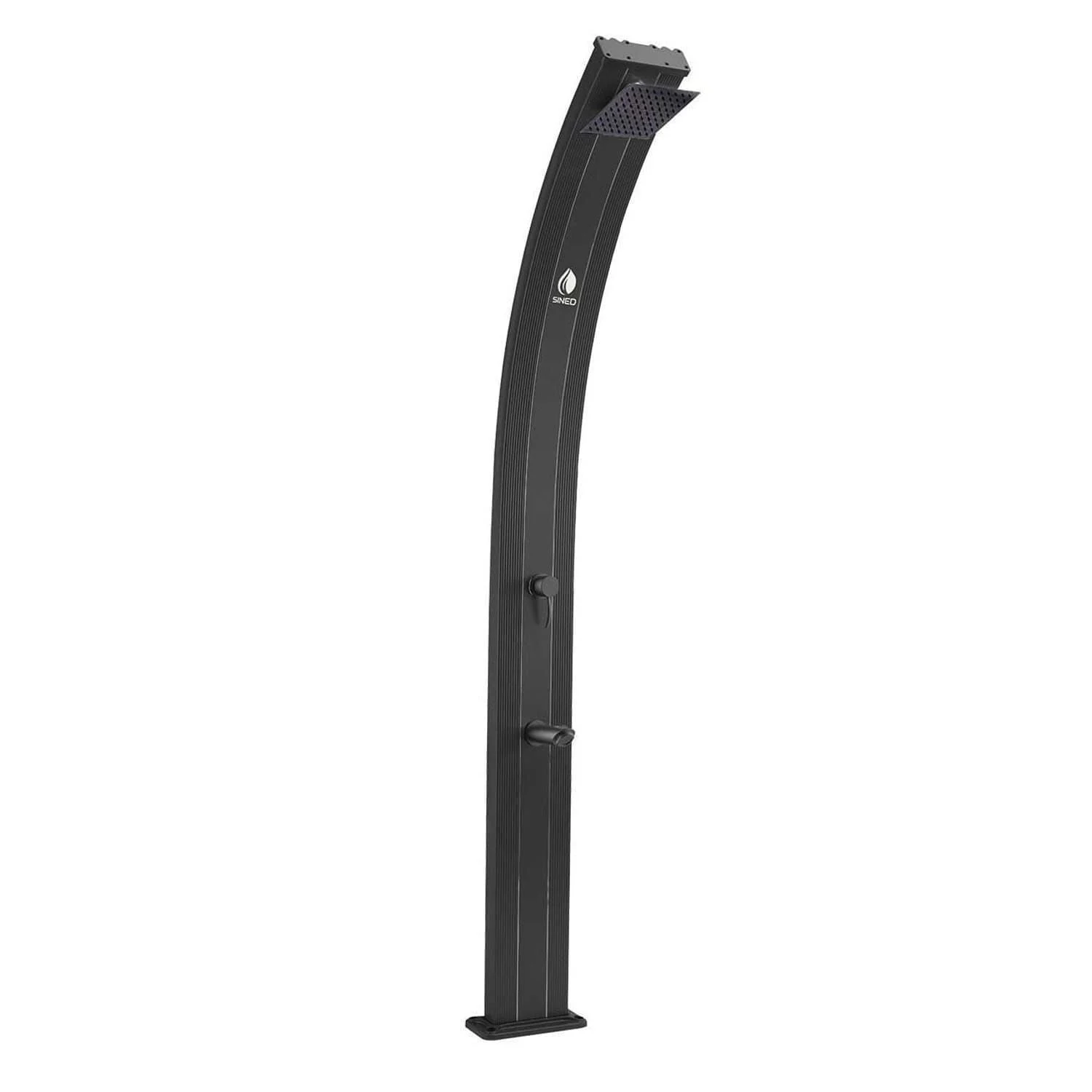 SINED Lea Doccia Per Esterni a Riscaldamento Solare In Alluminio Da 30 Litri Nero Ral9004