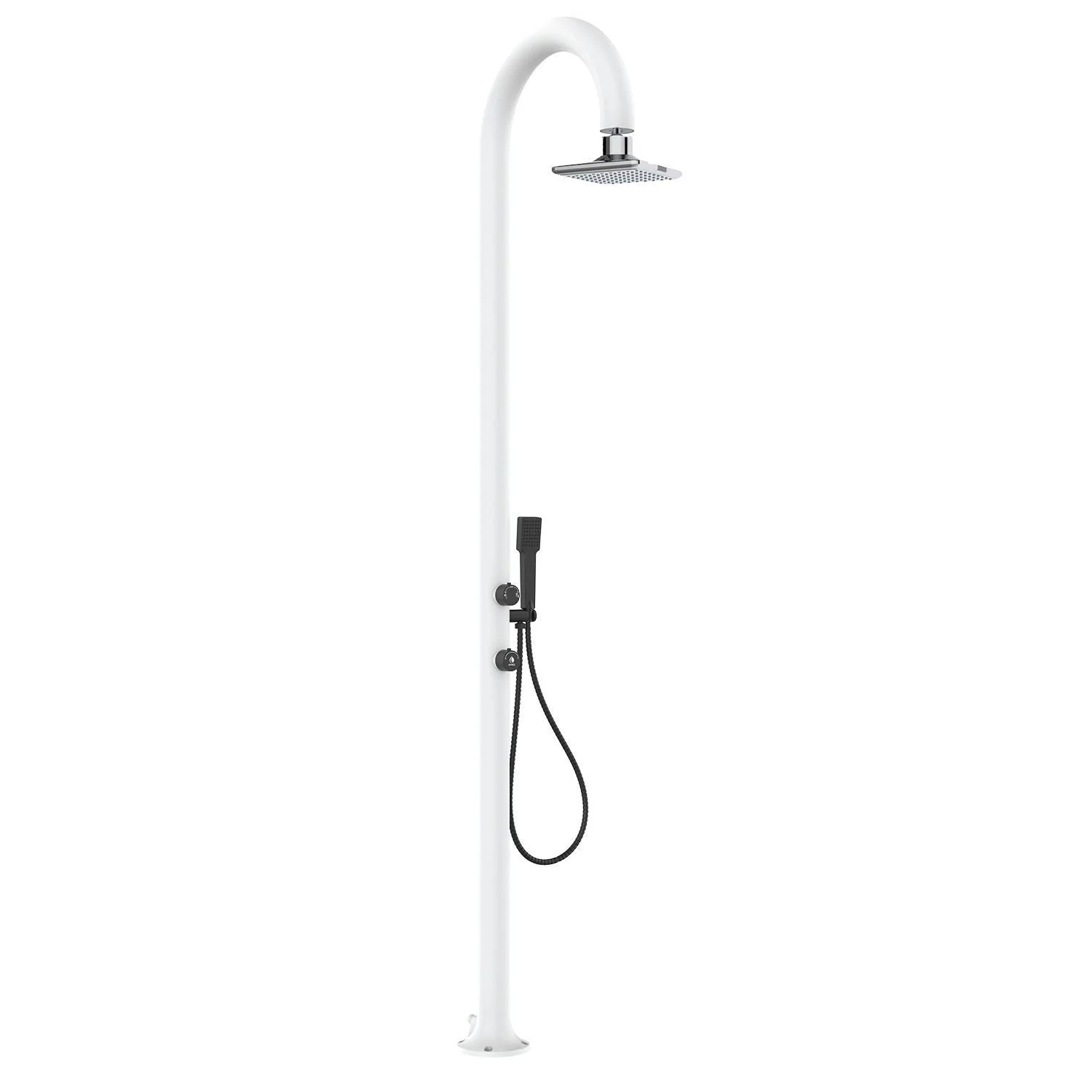 SINED Luna Alu d Bianca Led Doccia Per Esterno Con Doppio Attacco Soffione Led Quadrato Bianca