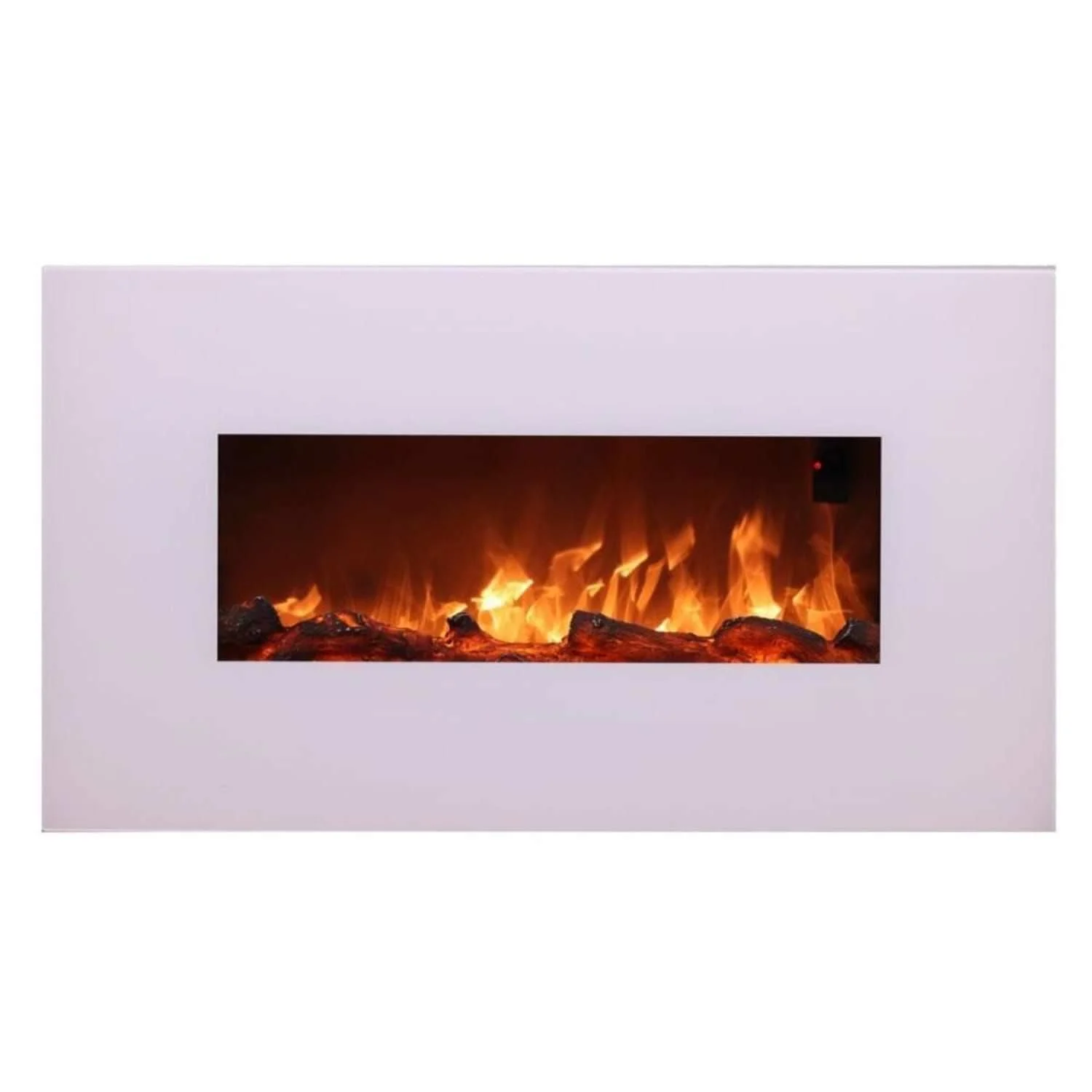 SINED Monte Caminetto Elettrico Da Parete In Acciaio e Vetro Da 1500w Effetto Fiamma Led Bianco