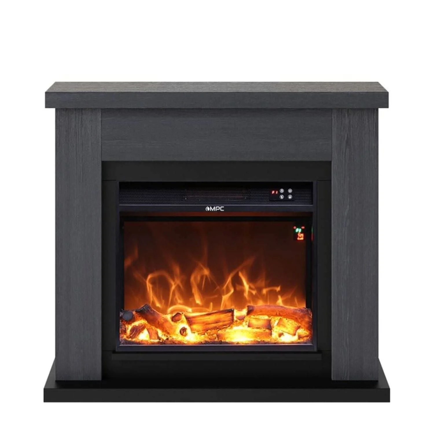 SINED Mpc Camino Asciano Caminetto Da Terra Con Cornice e Bruciatore Elettrico Da 1500w Grigio
