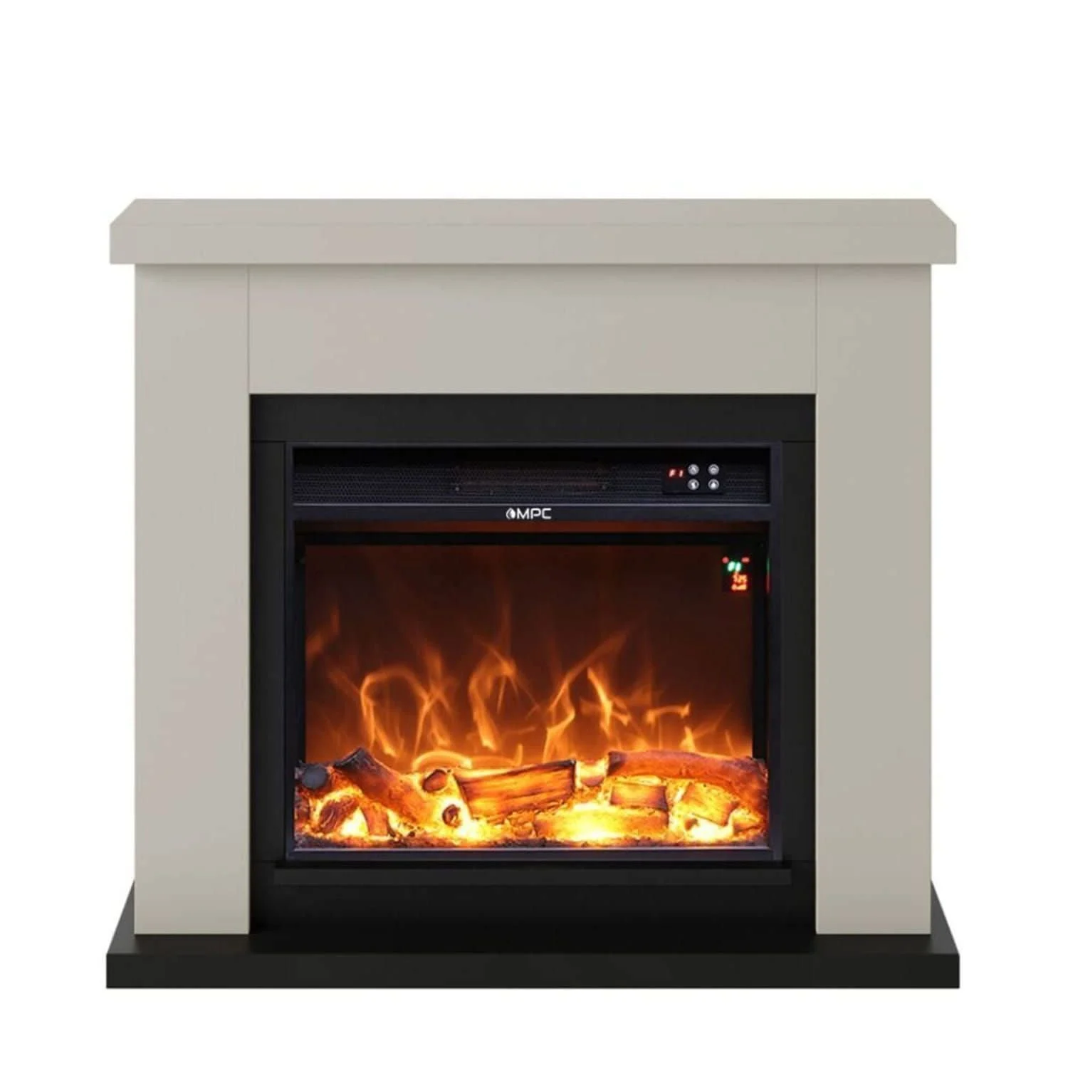 SINED Mpc Camino Asciano Camino Da Terra Con Bruciatore Da 1500w Con Reale Effetto Fiamma Beige
