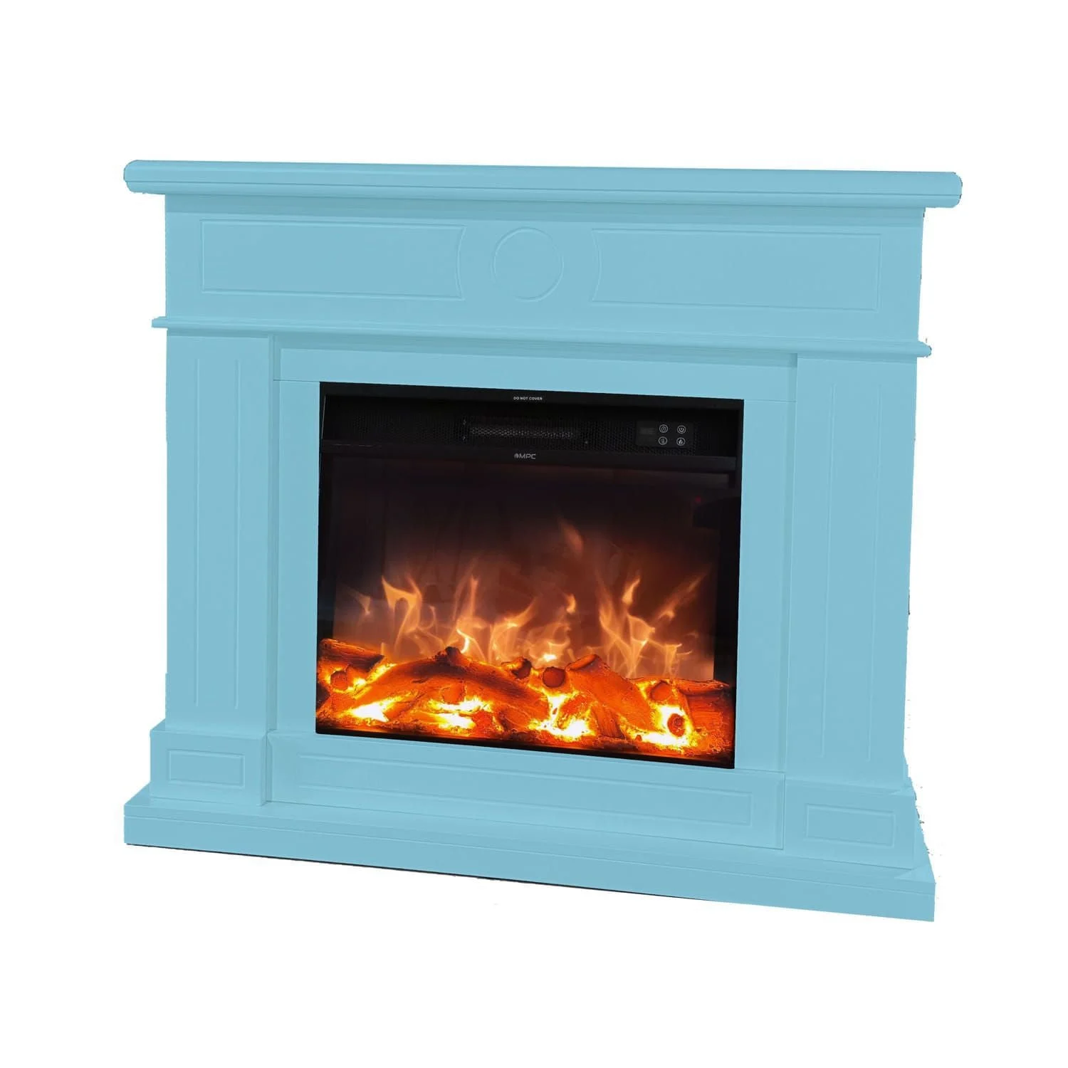 SINED Mpc Camino Lipari Caminetto Da Pavimento Con Cornice e Bruciatore Elettrico Da 1500w Turchese