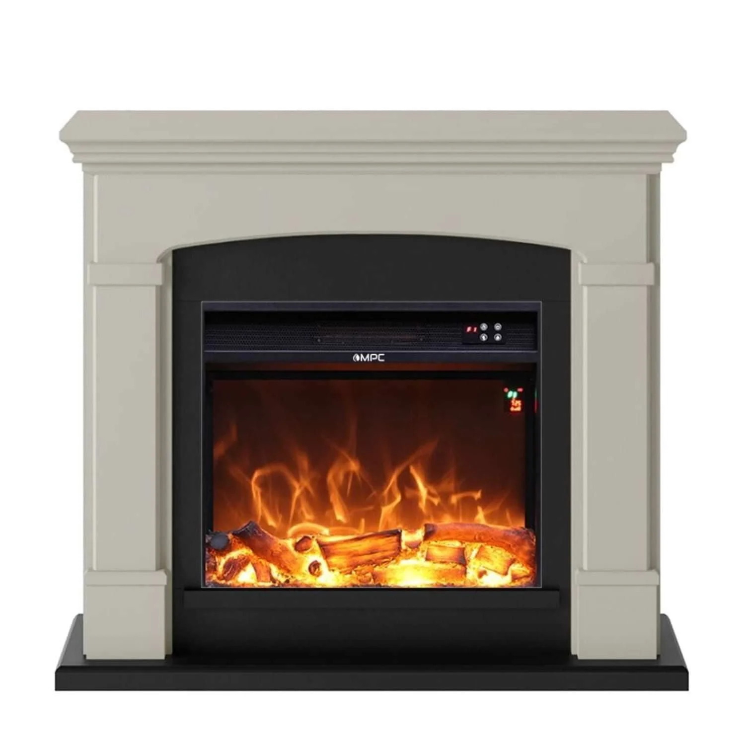 SINED Mpc Camino Siena Caminetto Da Terra Con Bruciatore Da 1500w Reale Effetto Fiamma Led Beige
