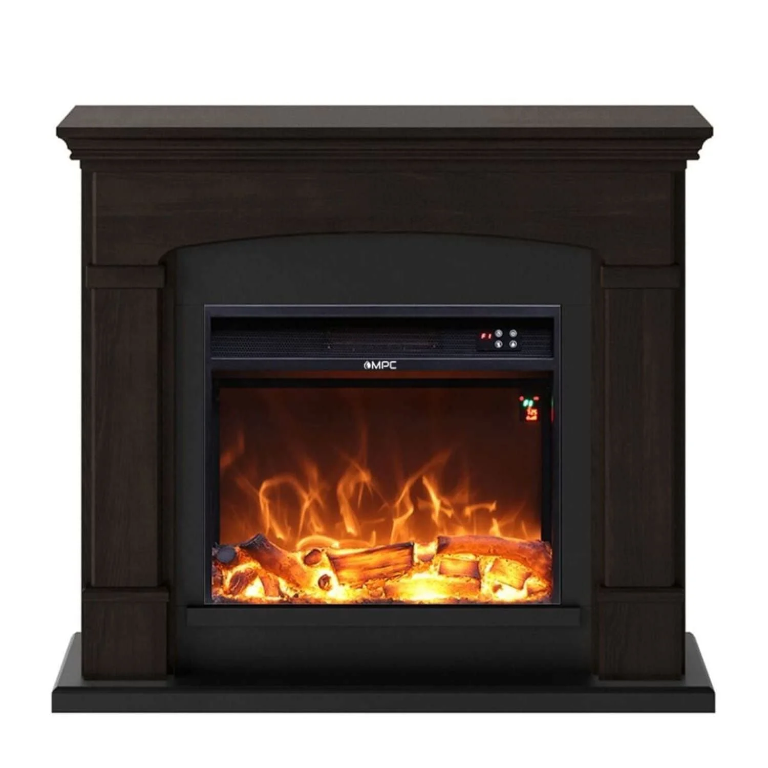 SINED Mpc Camino Siena Caminetto Da Terra Con Bruciatore Da 1500w Reale Effetto Fiamma Led Wenge