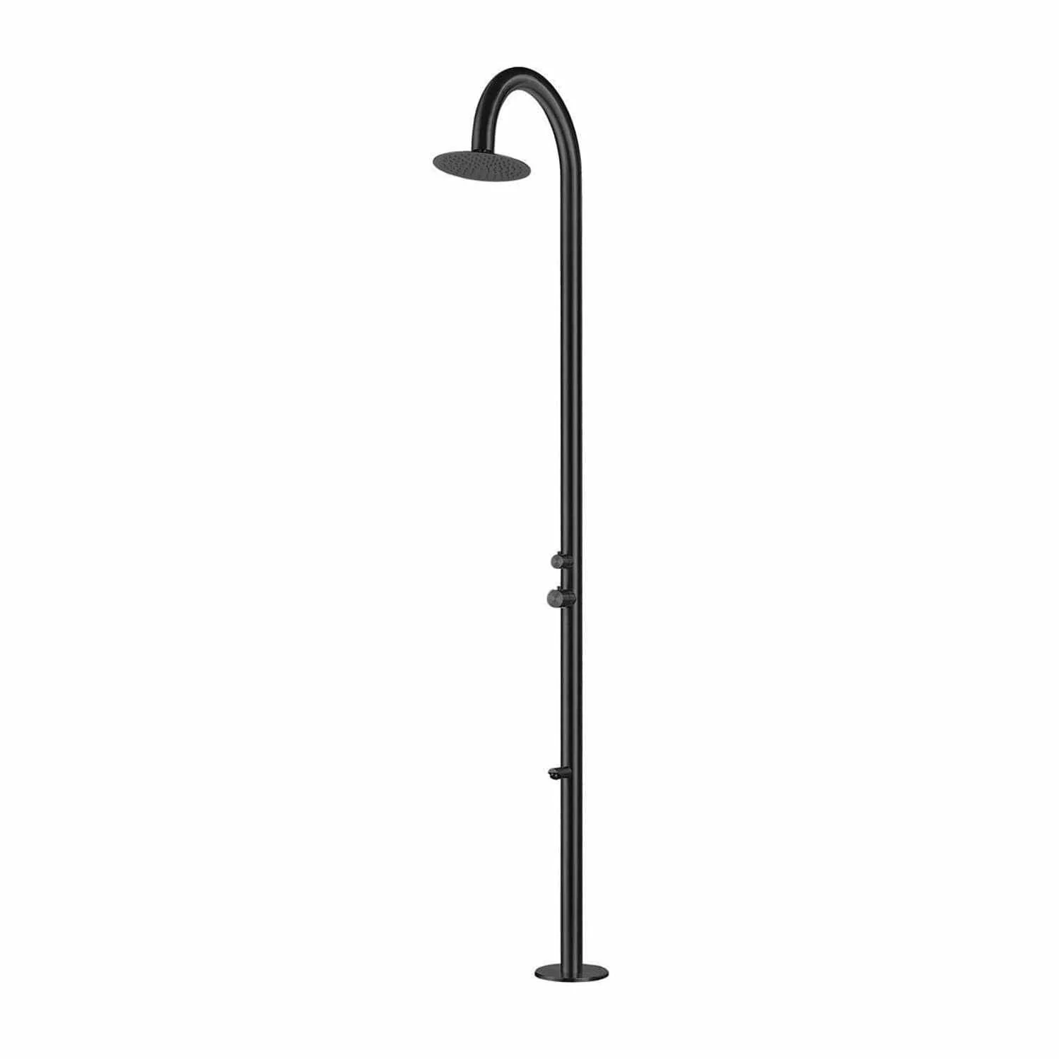 SINED Palau Doccia Piscina Inox 316L Nero Satinato Soffione Lavapiedi