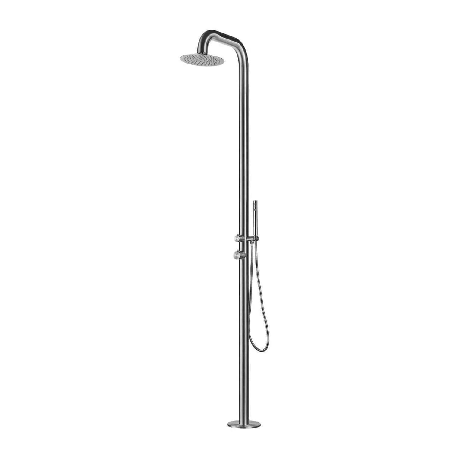 SINED Pula Doccia Da Giardino In Acciaio 316l Con Doccino h 230 Cm Inox Satinato