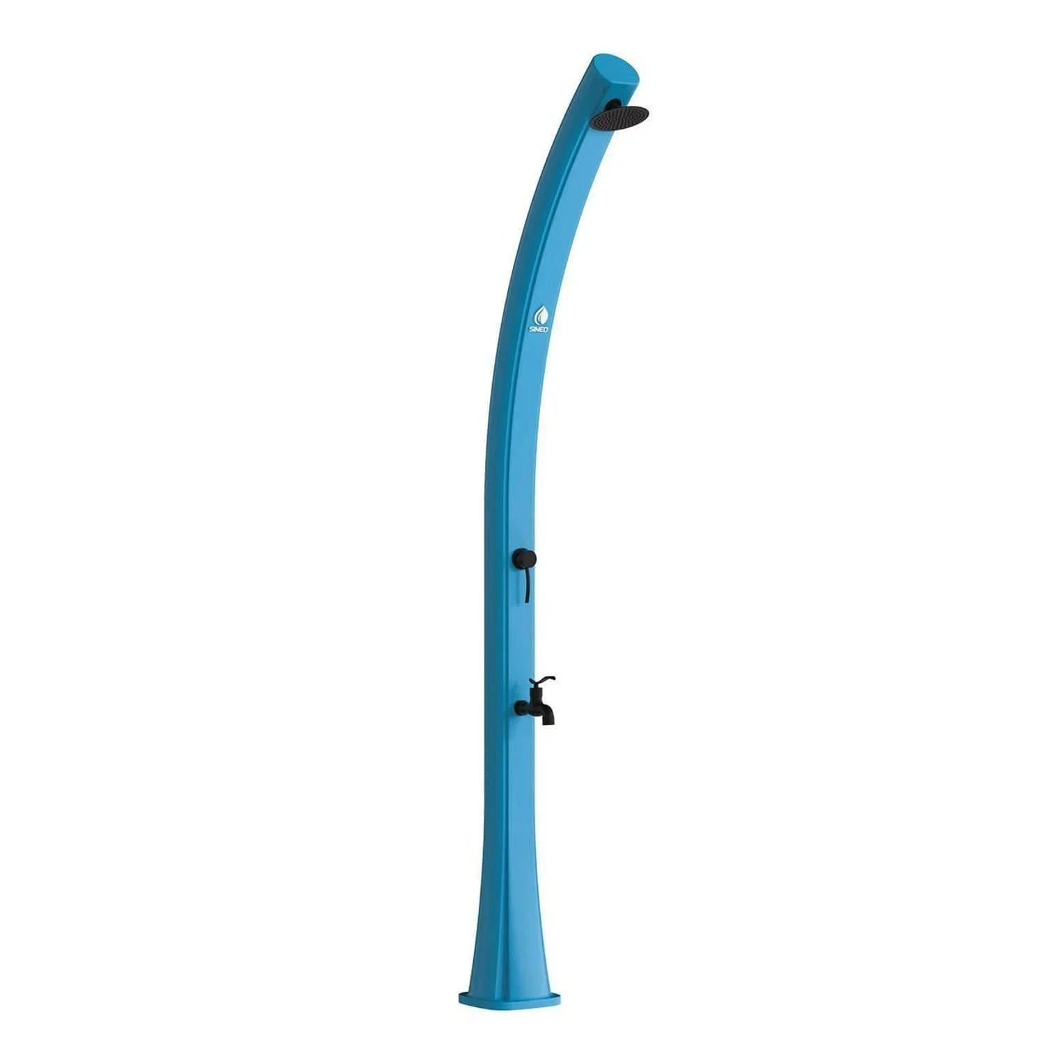 SINED Sole Doccia Riscaldamento Solare Curva In Polietilene Con Lavapiedi Da 25 Lt Blu