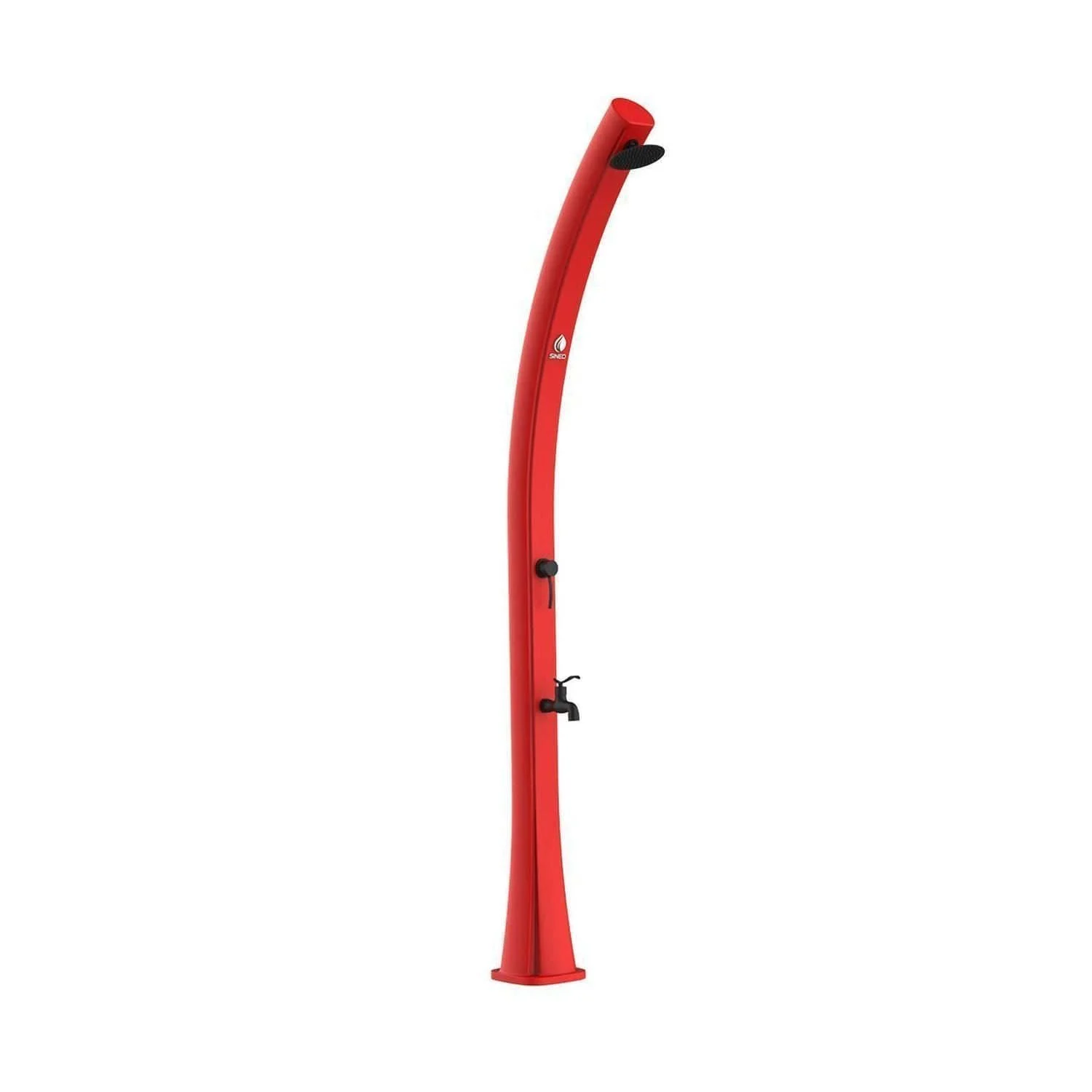 SINED Sole Doccia Solare Curva In Polietilene Hd Con Soffione e Lavapiedi Da 25 Lt Rossa
