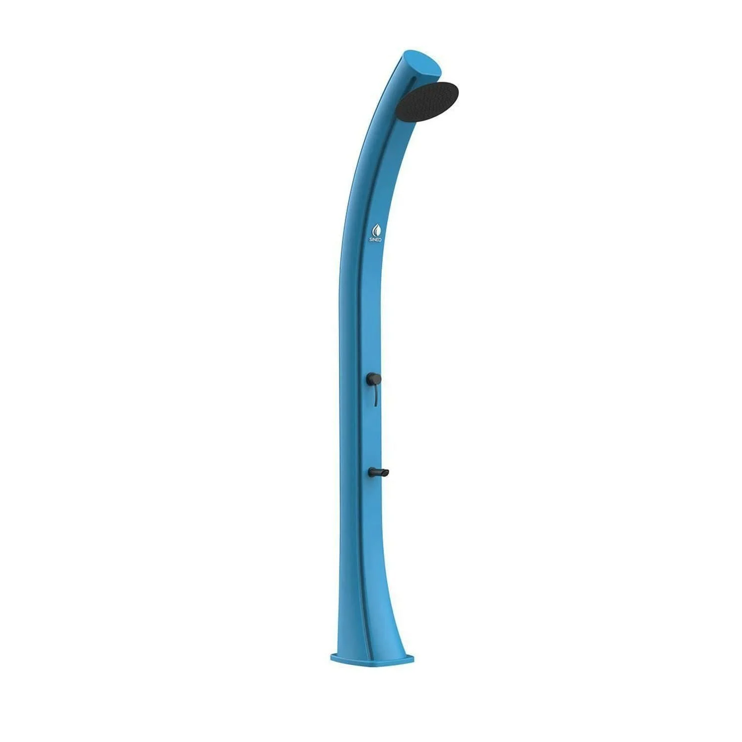 SINED Sole Xxl Doccia Riscaldamento Solare Grande Curva Con Lavapiedi e Soffione Blu