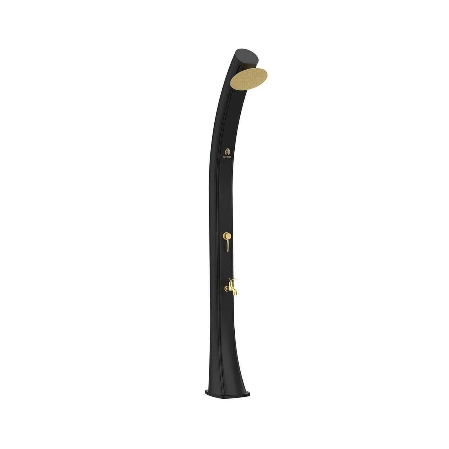 SINED Sole XXL Doccia Solare Nera Oro PEHD 40L Soffione Ottone H226