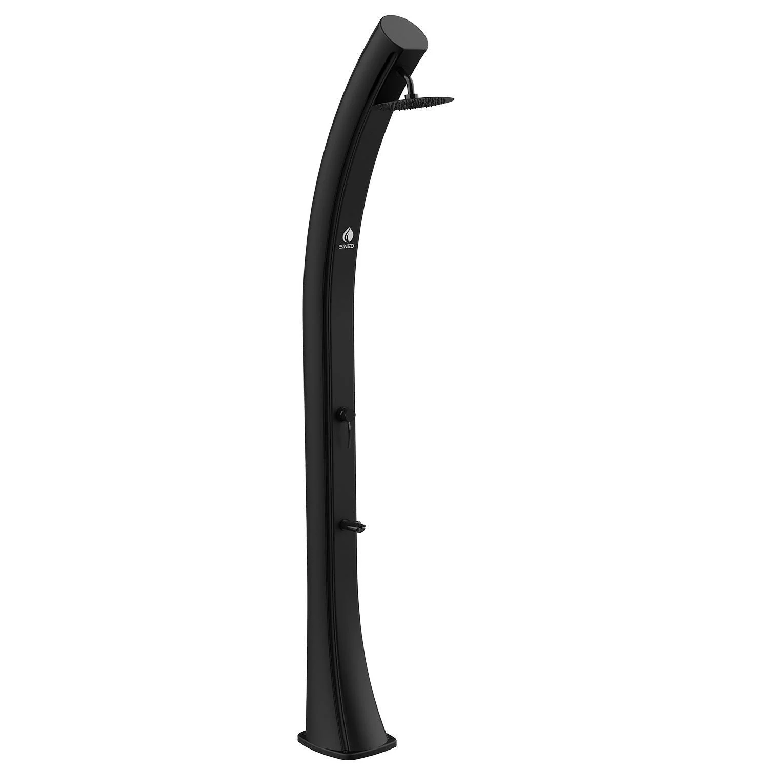 SINED Sole Xxl Doccia Solare Curva Per Giardino Con Lavapiedi Filtro Anticalcare Nera