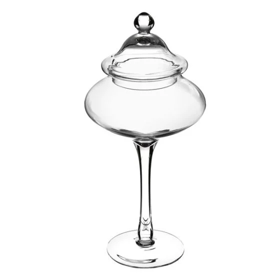 Sweet Home Bomboniera portaconfetti con coperchio - Vetro trasparente H43 D20cm