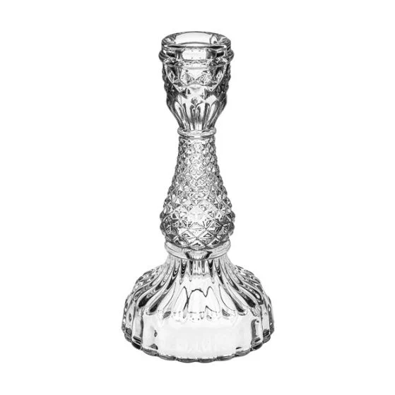 Sweet Home Candeliere Wedding decorato - Vetro trasparente H 18 D 9 cm - Conf 2 Pz