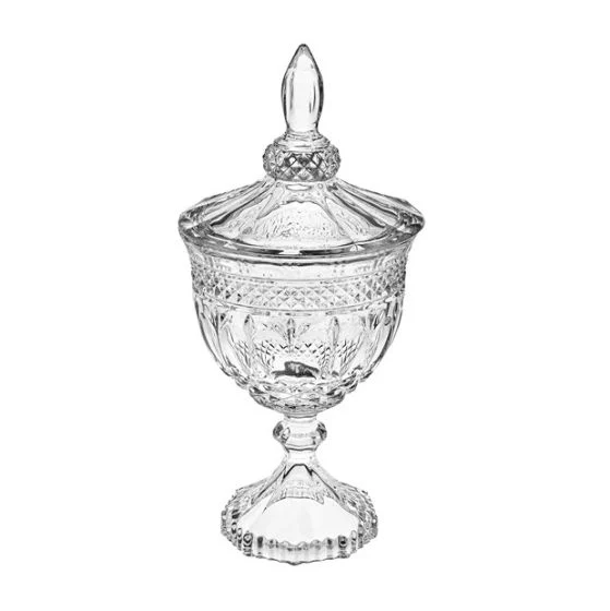 Sweet Home Coppa Wedding con coperchio - Vetro decorato H 25 D 11,5