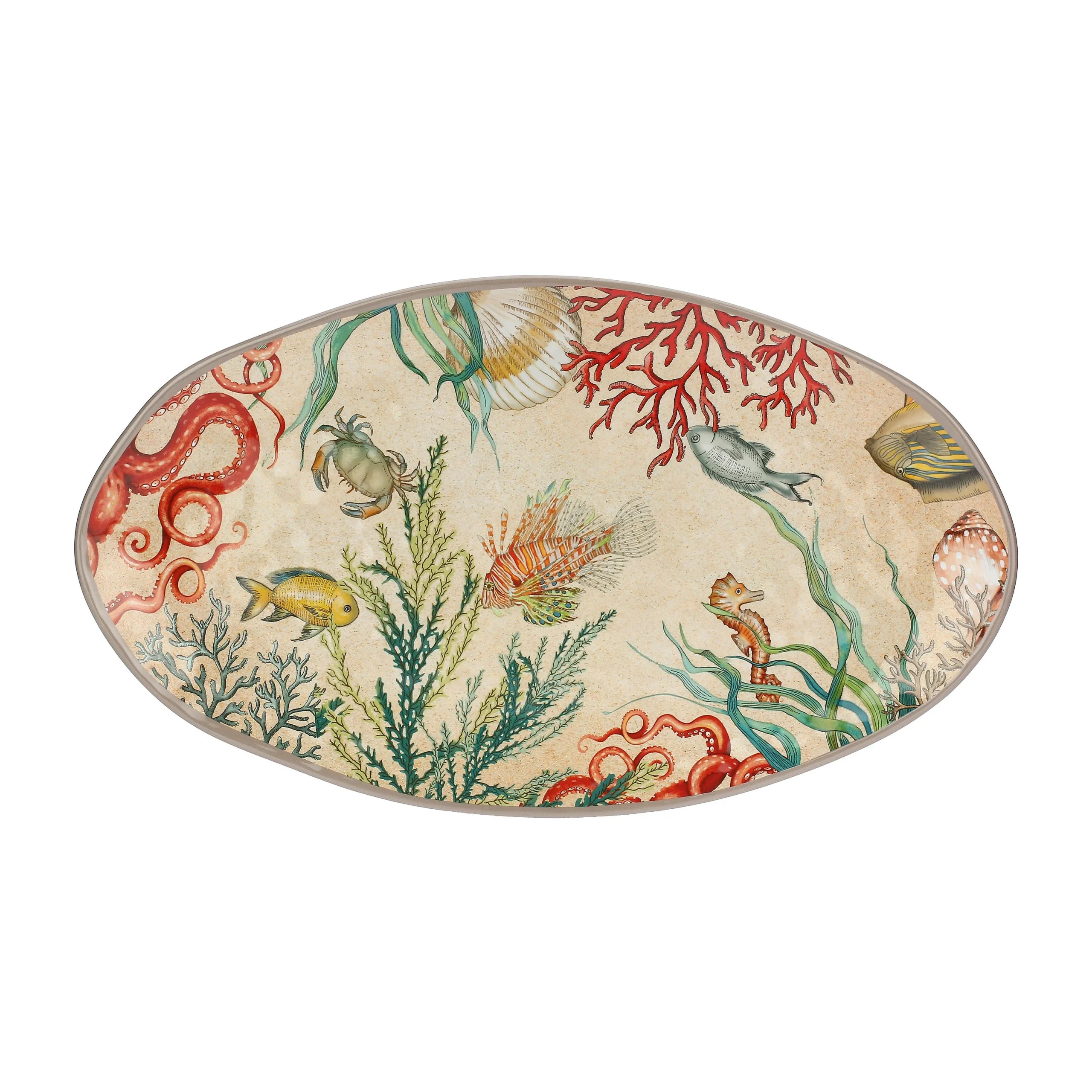 ROSE & TULIPANI Sea Life Vassoio Ovale 52 x 30 Melamina