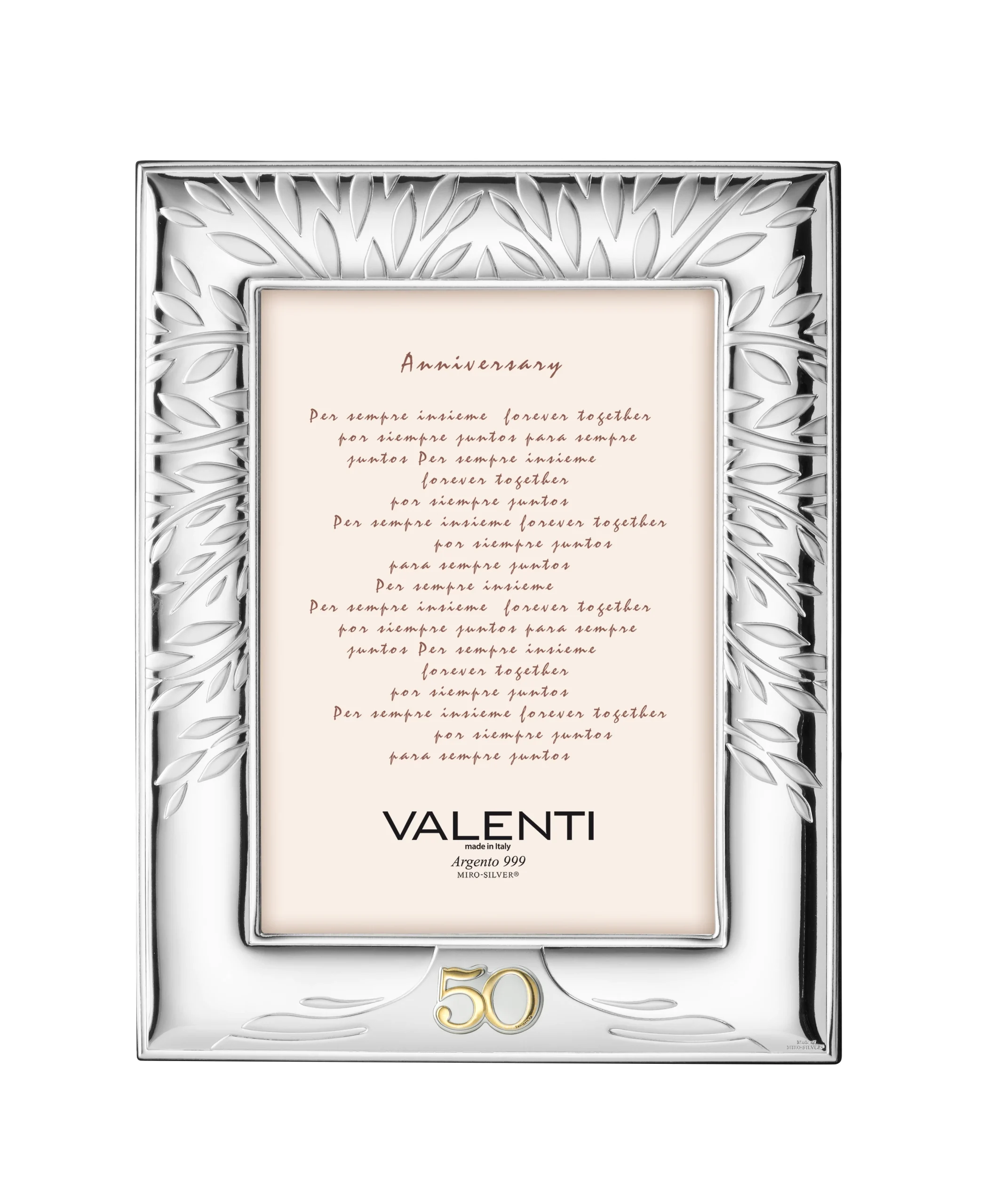 Valenti Cornice Portafoto Albero della Vita 50° Anniversario 18 x 24 Cm Argento