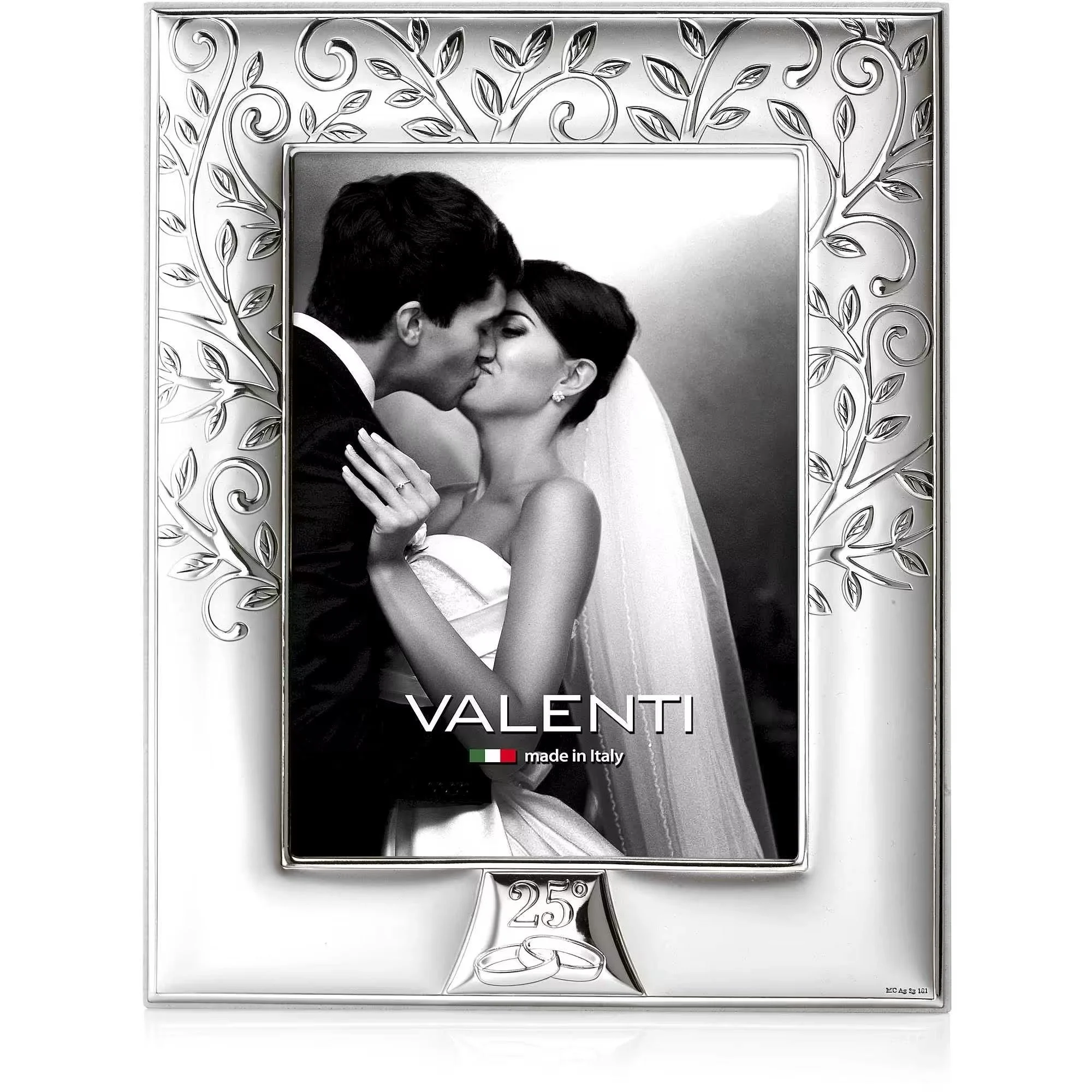Valenti Cornice Portafoto Albero Della Vita 25° Anniversario 13 x 18 Cm Argento